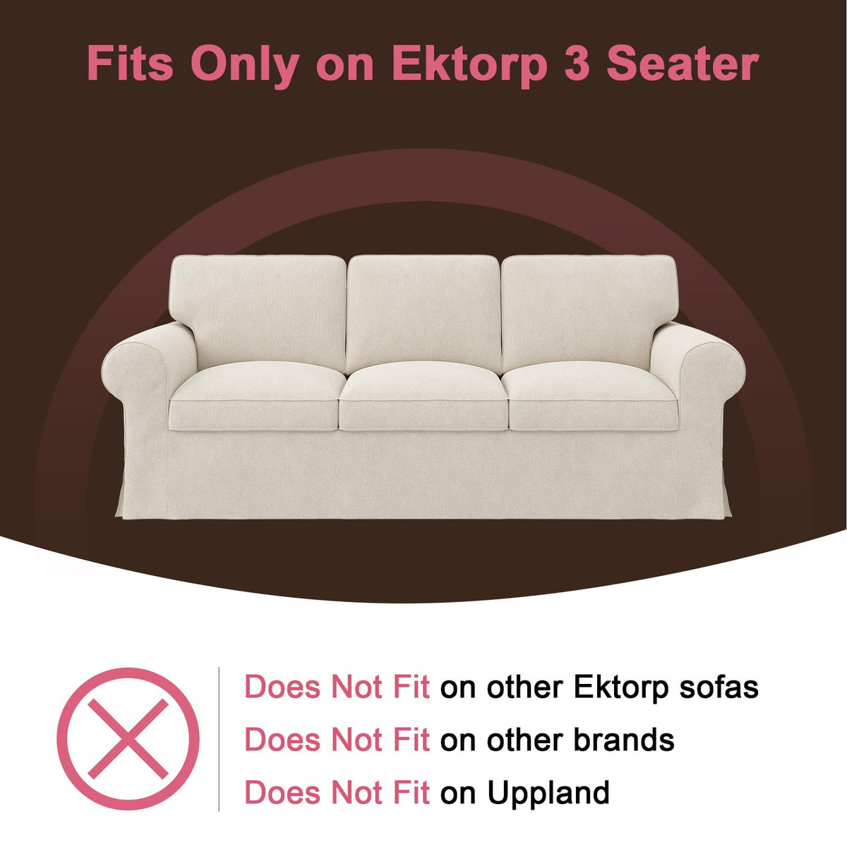 Ektorp 3 Seat Sofa Cover Slipcover Replacement Made for IKEA Ektorp 3 Seat Sofa Cover, Couch Cover Not Include The Sofa Body,Khaki