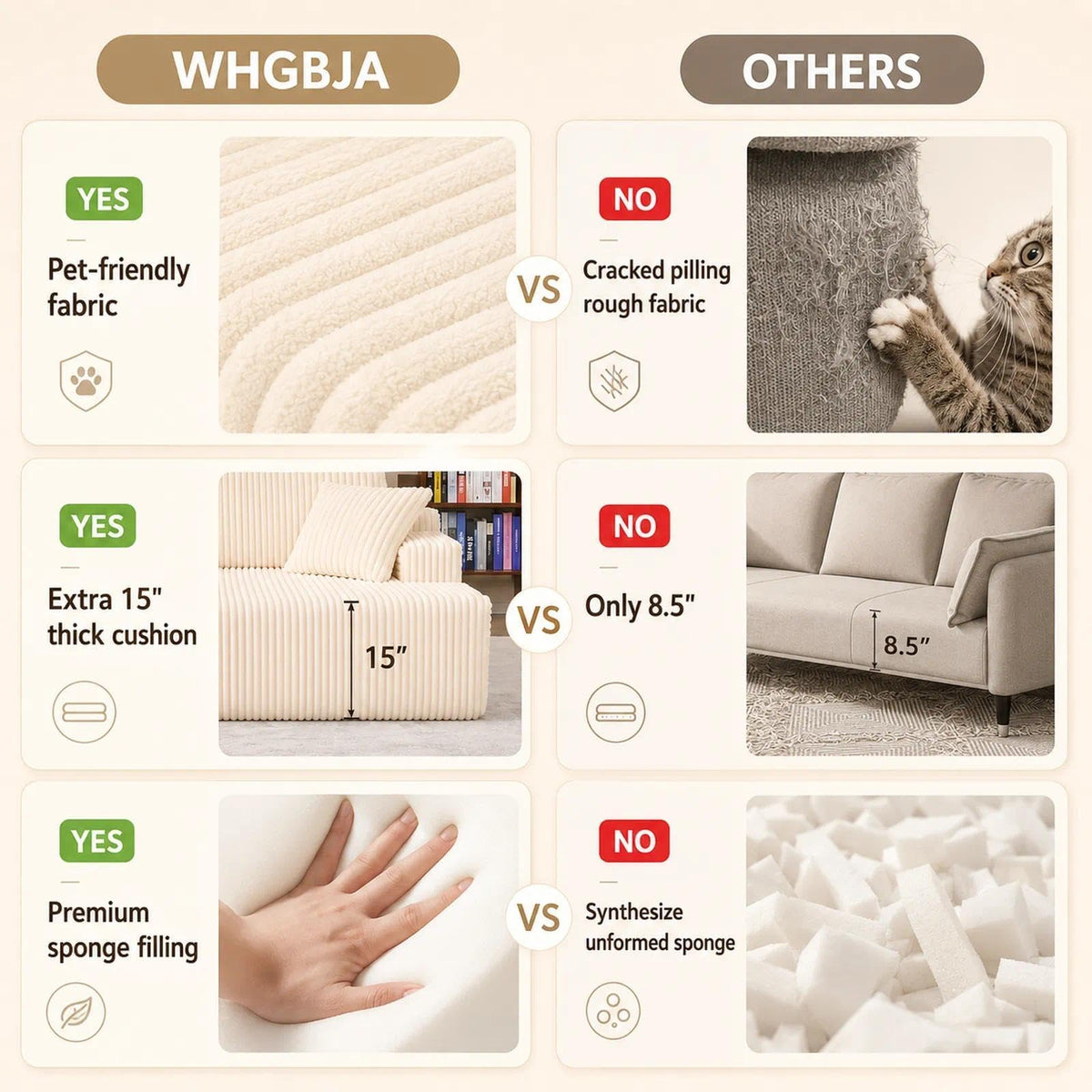 WHGBJA 79" 5 in 1 Convertible Sofa Bed Couch, Modular Sectional, Loveseat