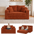 3-in-1 Convertible Sofa Bed: Boneless Loveseat Sleeper & Folding Couch Bed with 4 Pillows & Detachable Cushion, Furry Futon Couch for Bedroom, Apartment, Office and Living Room, No Assembly, Orange