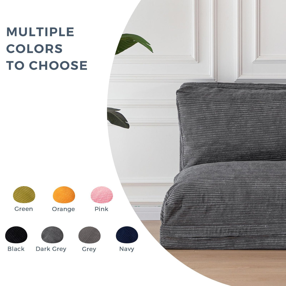 MAXYOYO Folding Sofa Bed, Extra Thick and Long Floor Sofa Convertible Chair with Washable Cover, Floor Couch Lounge Bean Bag Bed for Living Room, Dark Grey, 54x91 Inch