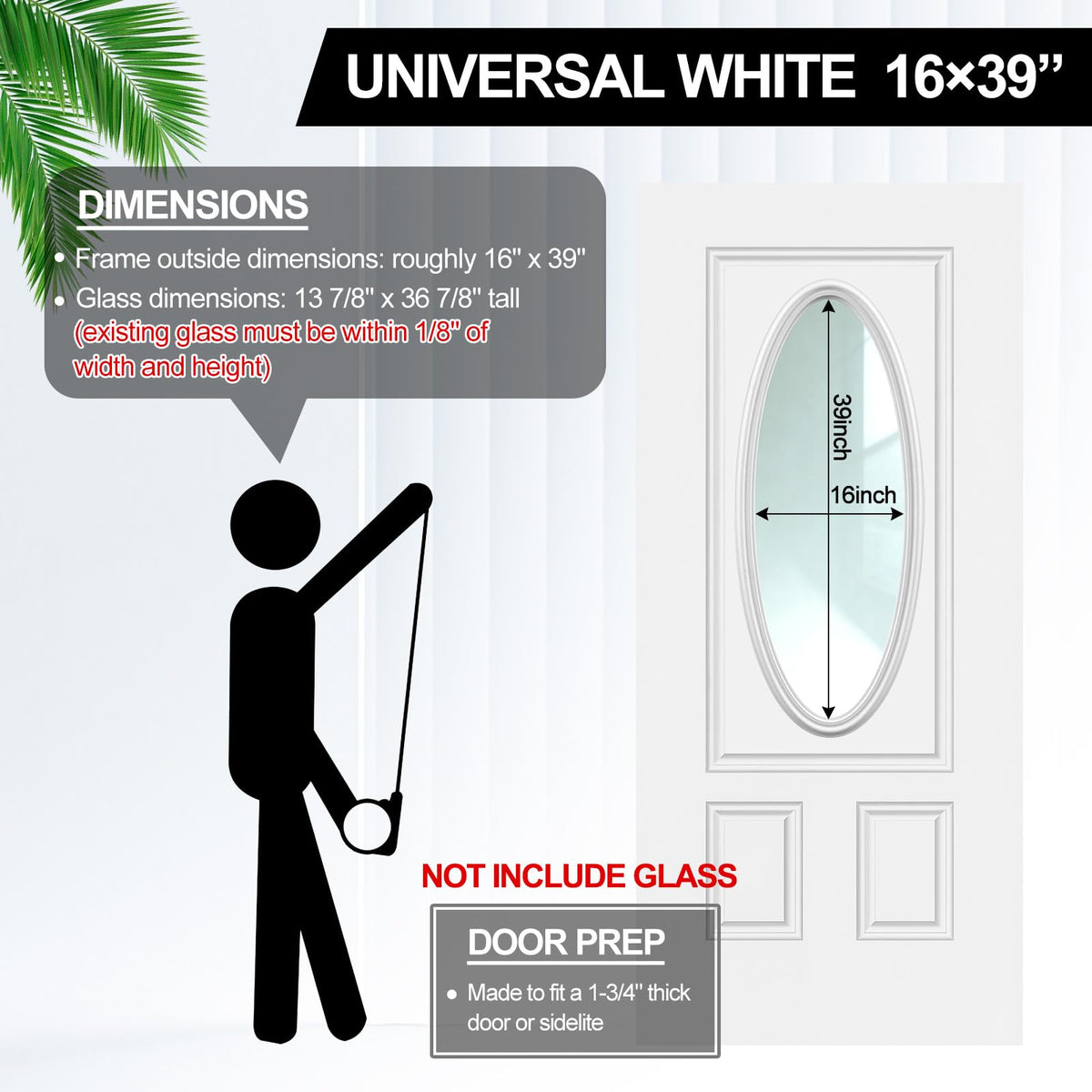 Pushglossy 20'' x 36'' Entry Door Frame Insert Only Replacement Kit