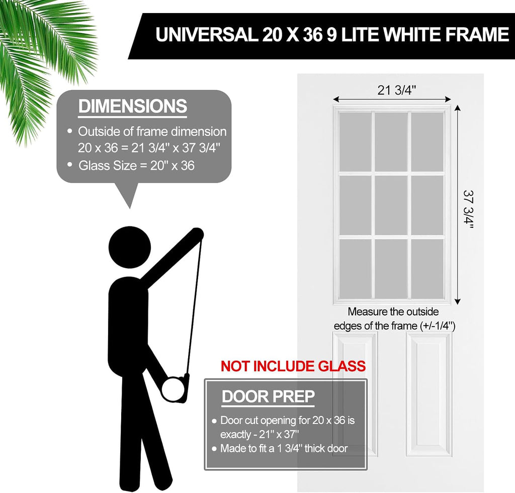 Pushglossy 20'' x 36'' Entry Door Frame Insert Only Replacement Kit