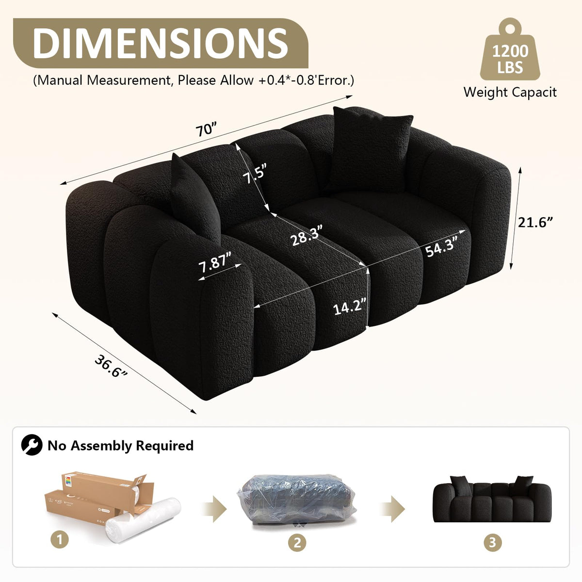 WHGBJA 79" 5 in 1 Convertible Sofa Bed Couch, Modular Sectional, Loveseat