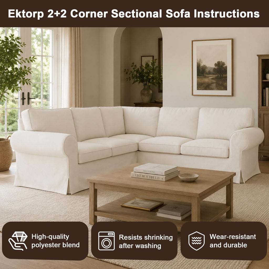 Ektorp 3 Seat Sofa Cover Slipcover Replacement Made for IKEA Ektorp 3 Seat Sofa Cover, Couch Cover Not Include The Sofa Body,Khaki