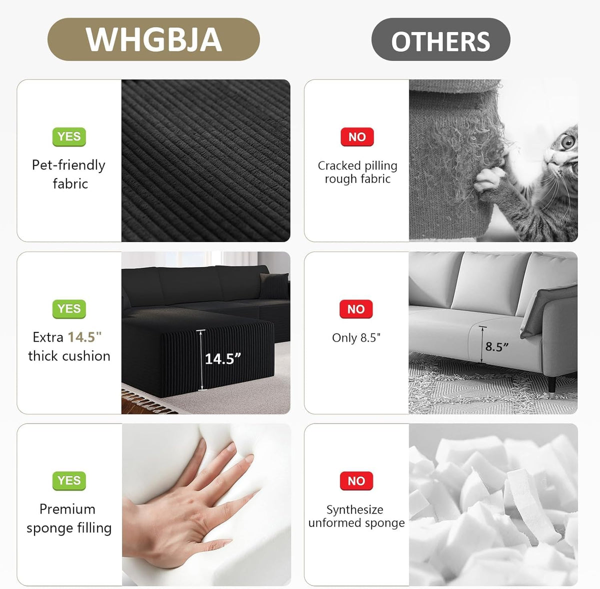 WHGBJA 79" 5 in 1 Convertible Sofa Bed Couch, Modular Sectional, Loveseat