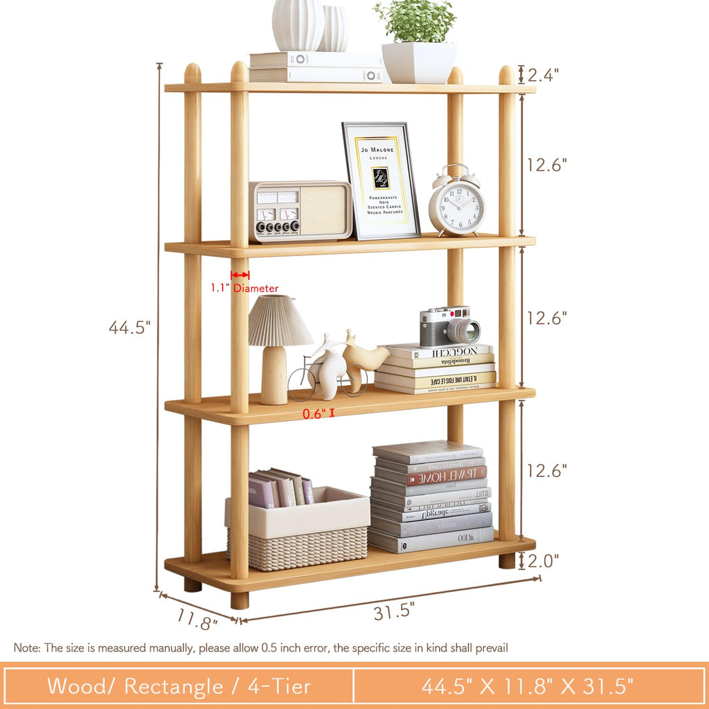 IOTXY 5-Tier Wooden Shelf Bookcase, Freestanding Open Bookshelf, Oak