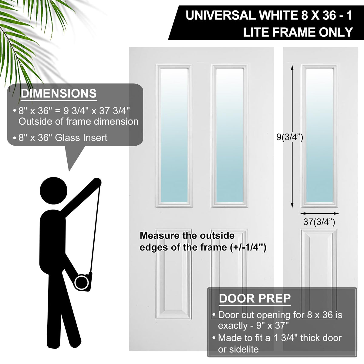 Pushglossy 20'' x 36'' Entry Door Frame Insert Only Replacement Kit