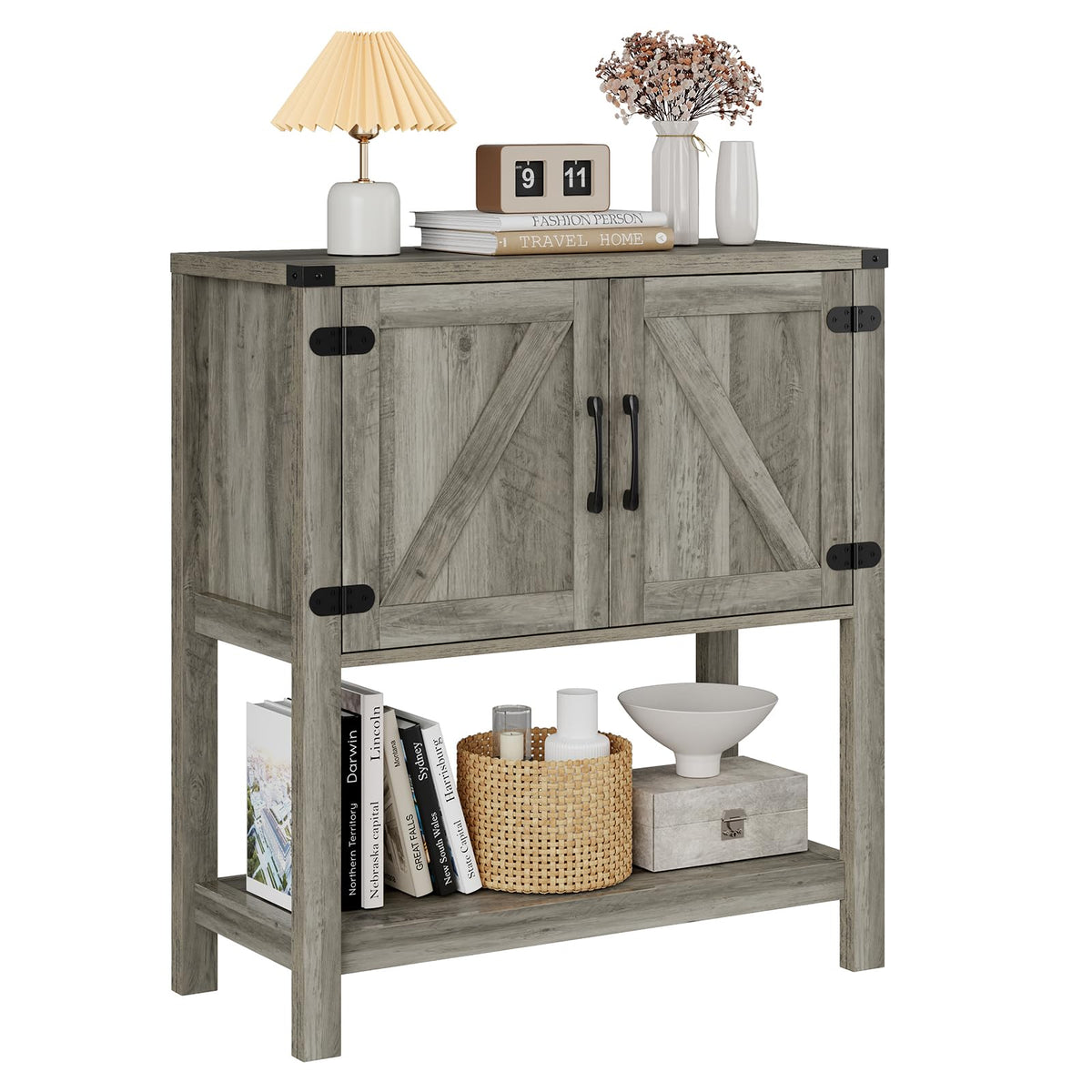 Mufico Console Table Coffee Bar Sofa Cabinet, 31.5Lx13.8Dx34.65H(White)