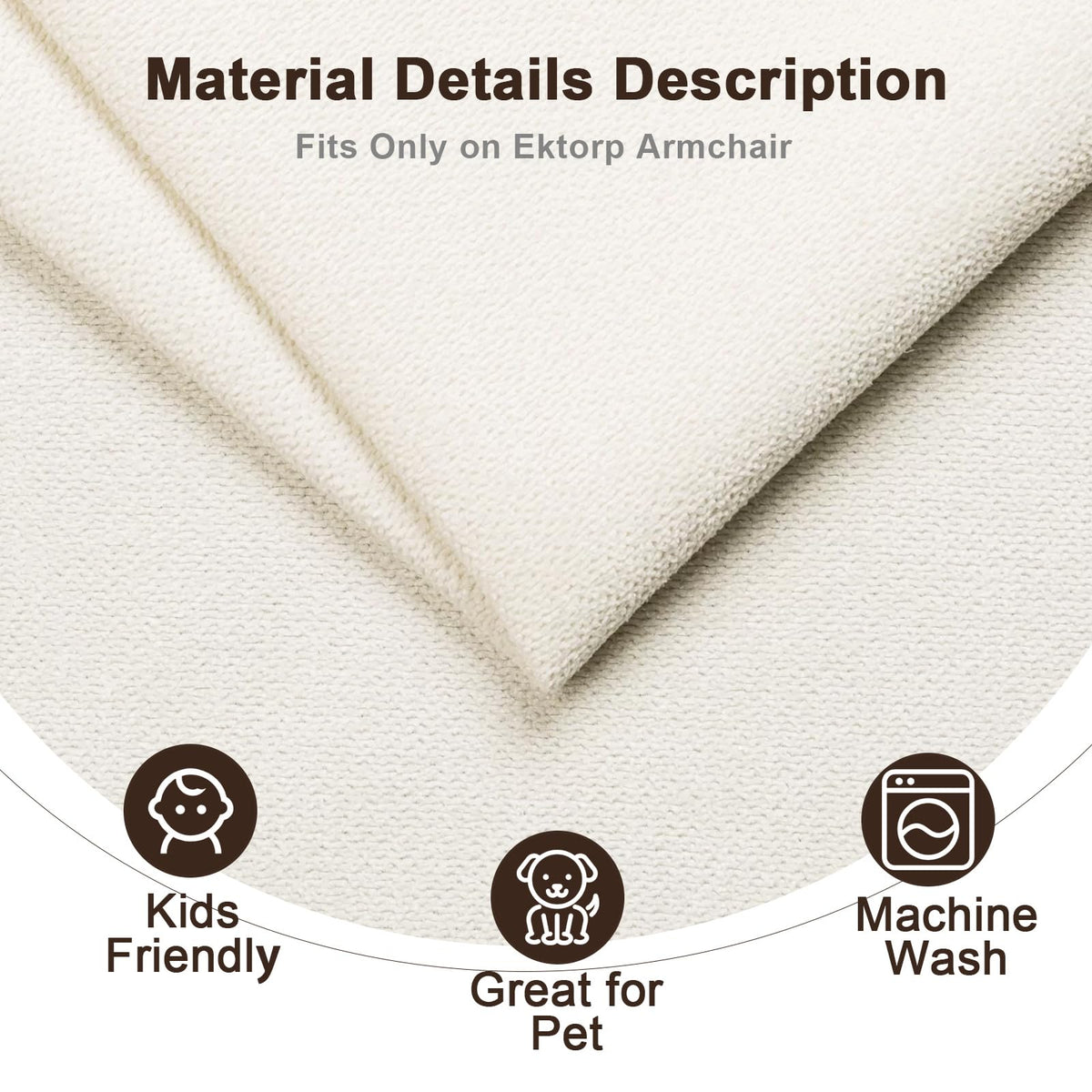 Ektorp 3 Seat Sofa Cover Slipcover Replacement Made for IKEA Ektorp 3 Seat Sofa Cover, Couch Cover Not Include The Sofa Body,Khaki