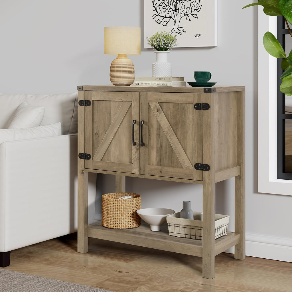 Mufico Console Table Coffee Bar Sofa Cabinet, 31.5Lx13.8Dx34.65H(White)