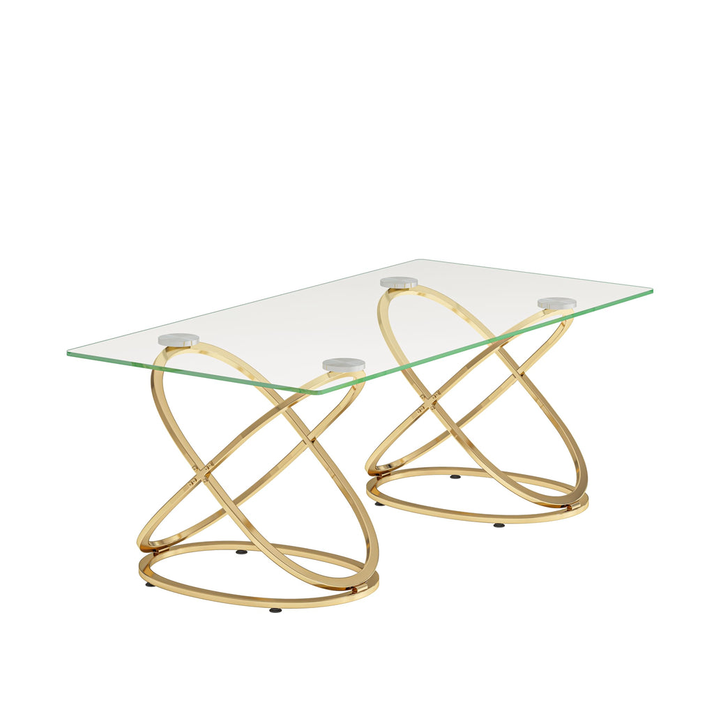 32" Tempered Glass Round Coffee Table Modern Chrome Frame Acrylic Legs Circle Living Room Center Tables