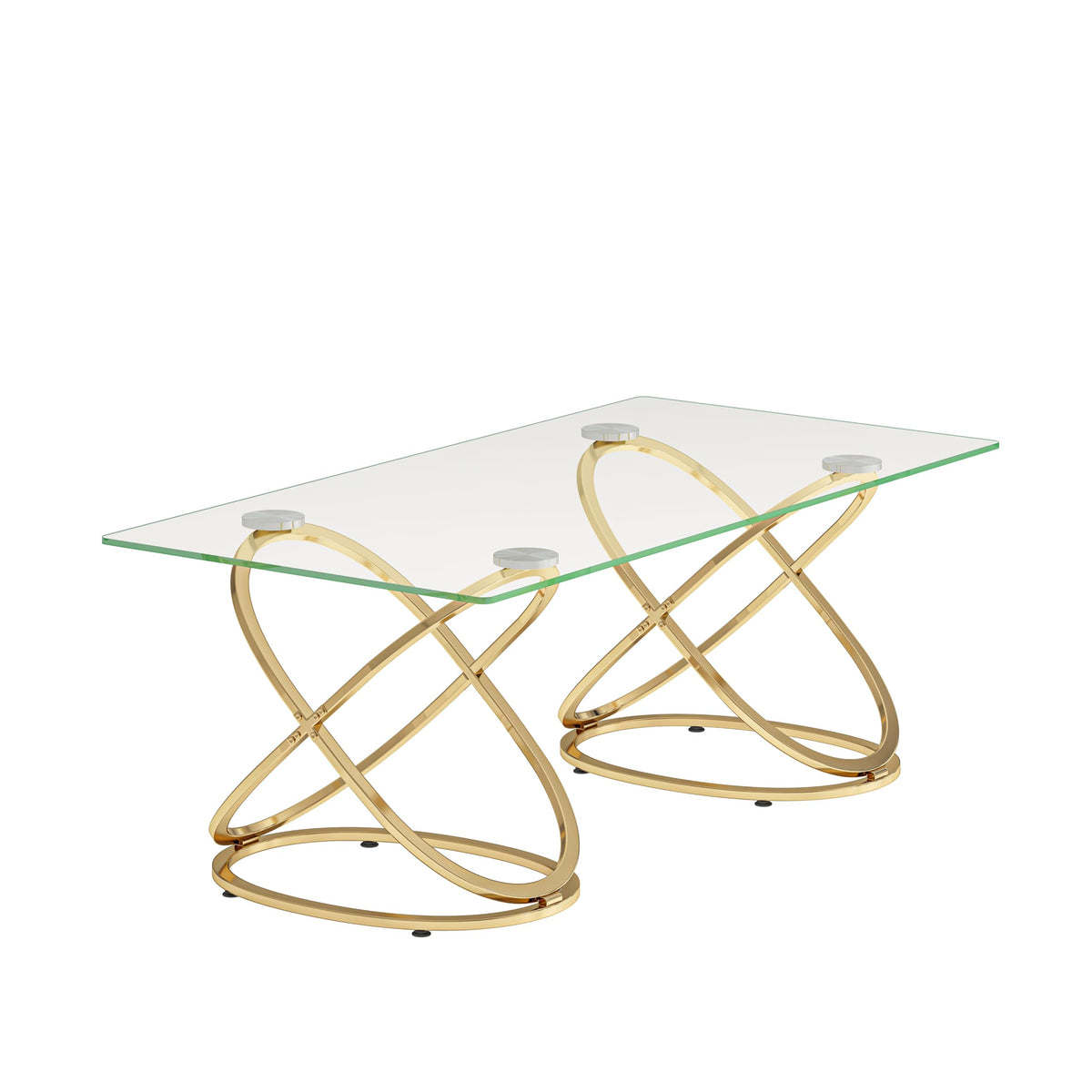 32" Tempered Glass Round Coffee Table Modern Chrome Frame Acrylic Legs Circle Living Room Center Tables