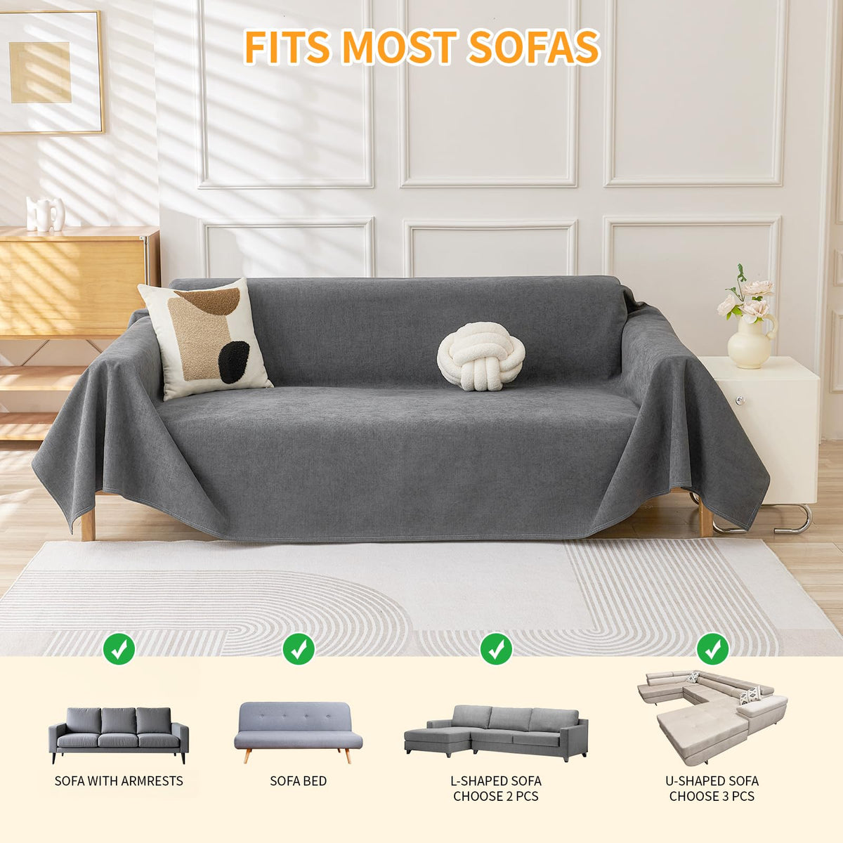 Deep Dream Cat-Scratch Resistant Couch Cover, Waterproof Sofa Cover for 3 Cushion Couch Washable, Pet Friendly Couch Protectors Anti Slip Thickened Sofa Slipcovers for Dogs Pets, 91" x 150", Brown