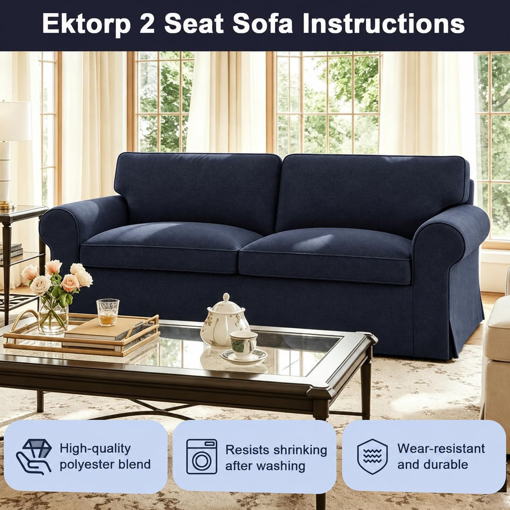 Ektorp 3 Seat Sofa Cover Slipcover Replacement Made for IKEA Ektorp 3 Seat Sofa Cover, Couch Cover Not Include The Sofa Body,Khaki
