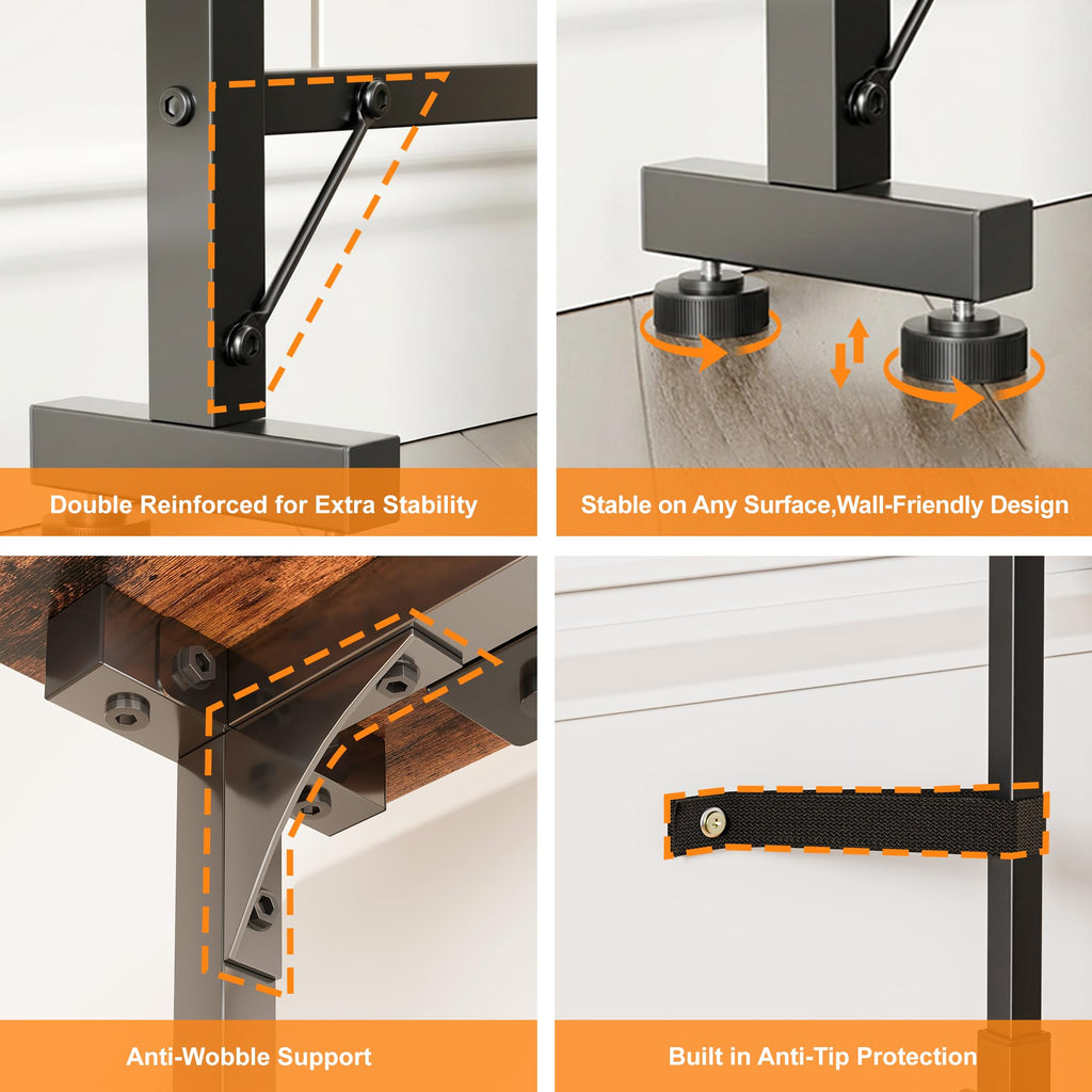 106"-157" Adjustable Length Behind Couch Sofa Table with 3 Power Outlets