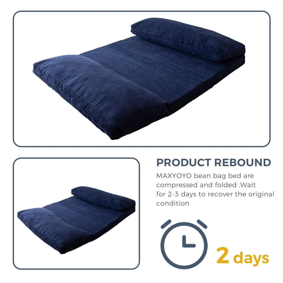 MAXYOYO Folding Sofa Bed, Extra Thick and Long Floor Sofa Convertible Chair with Washable Cover, Floor Couch Lounge Bean Bag Bed for Living Room, Dark Grey, 54x91 Inch