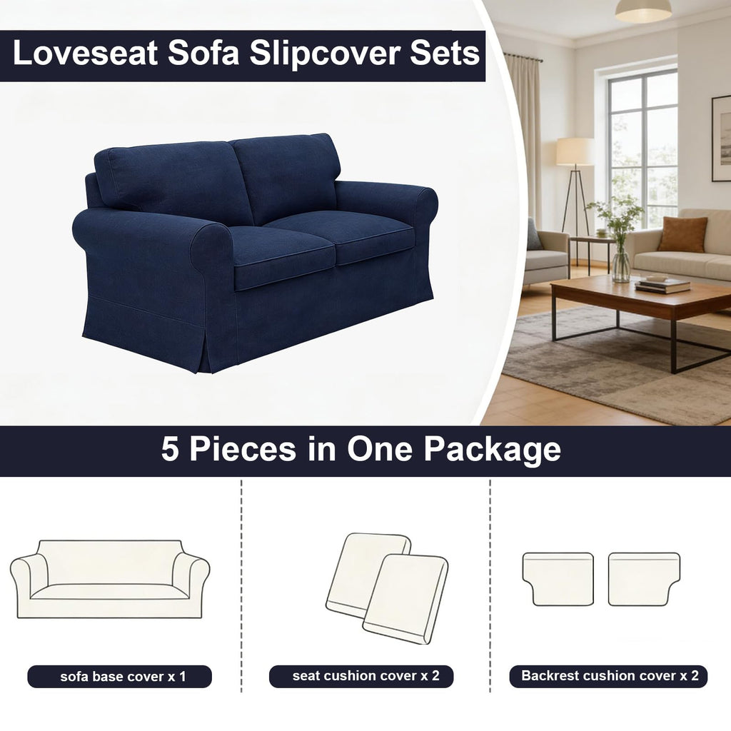 Ektorp 3 Seat Sofa Cover Slipcover Replacement Made for IKEA Ektorp 3 Seat Sofa Cover, Couch Cover Not Include The Sofa Body,Khaki