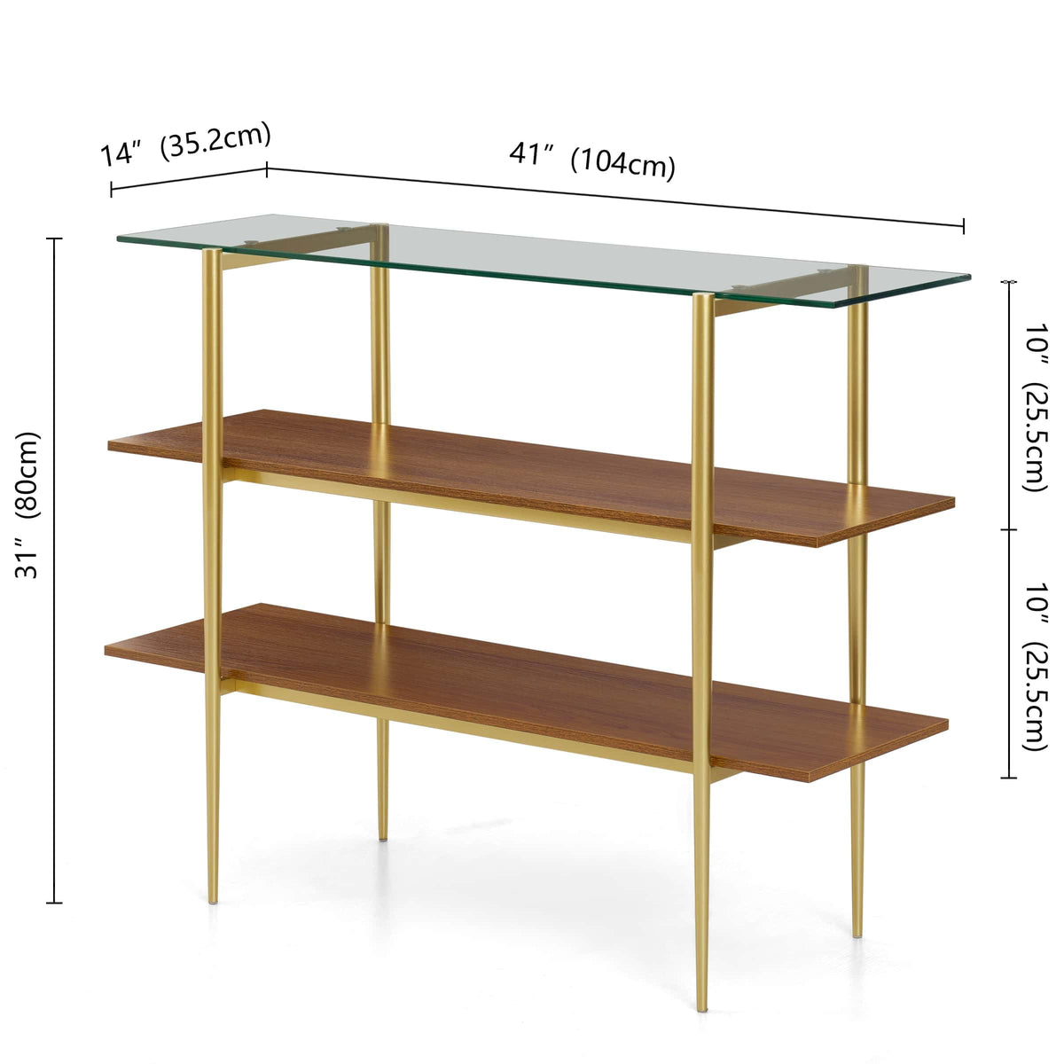 LumFurn Round Coffee Table for Living Room, Mid-Century Modern Design, D30 x H17, 2-Tier Structure, Grey Glass Top and Black Marble Finish Wood Shelf, Sleek Conical Metal Legs with Gold Finish Frame