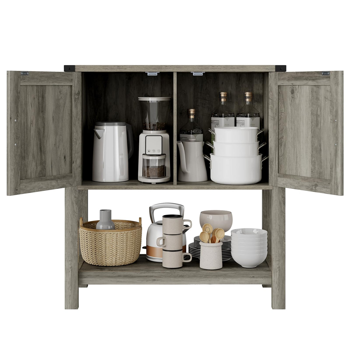 Mufico Console Table Coffee Bar Sofa Cabinet, 31.5Lx13.8Dx34.65H(White)