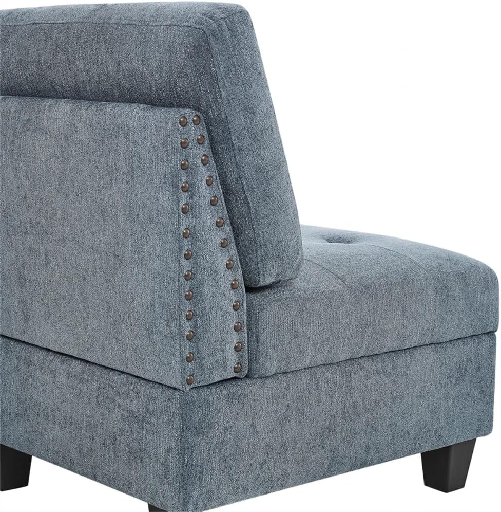L Shape Chenille Modular Sectional Sofa, Combination Includes Three Single Chair,Two Corner and Ottoman