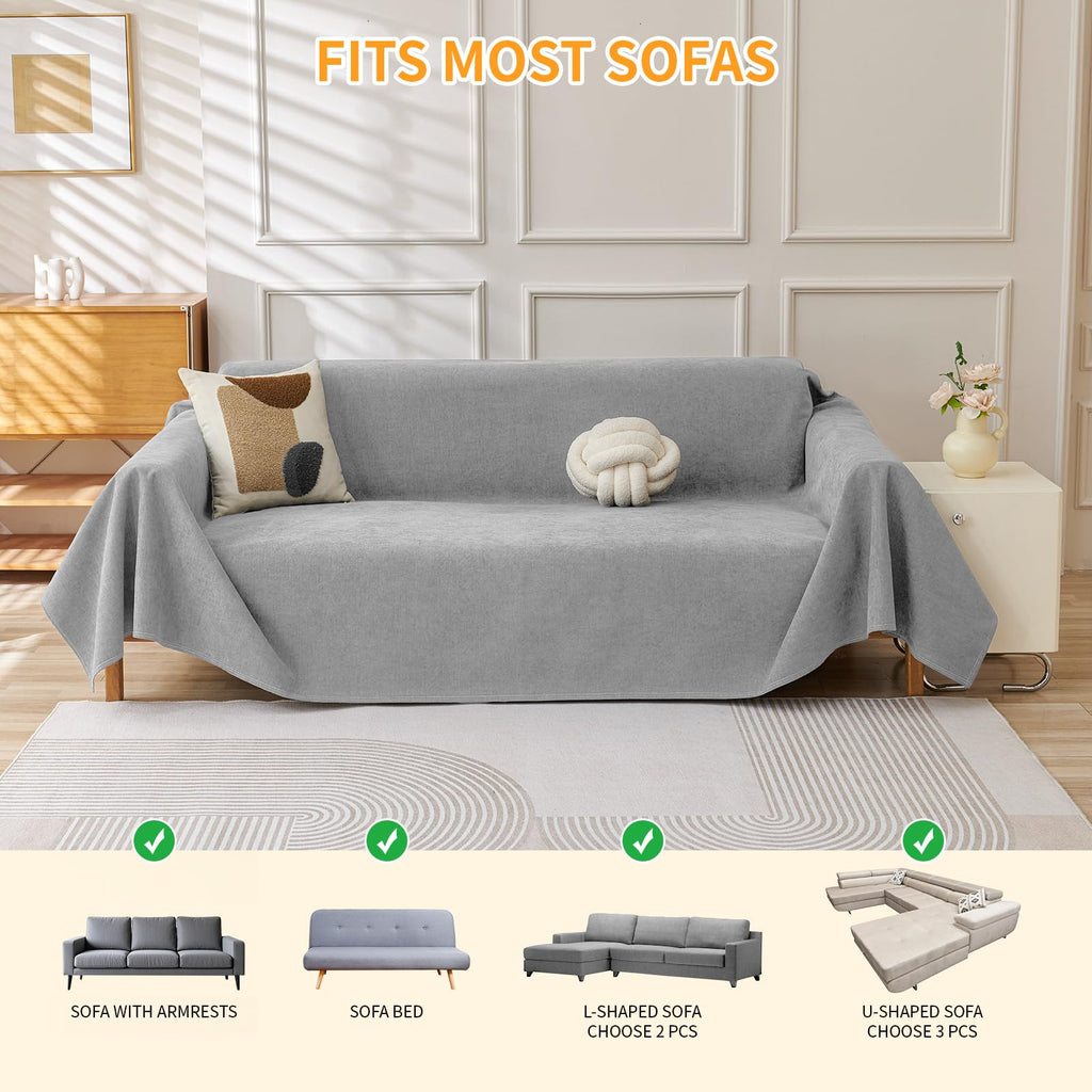 Deep Dream Cat-Scratch Resistant Couch Cover, Waterproof Sofa Cover for 3 Cushion Couch Washable, Pet Friendly Couch Protectors Anti Slip Thickened Sofa Slipcovers for Dogs Pets, 91" x 150", Brown