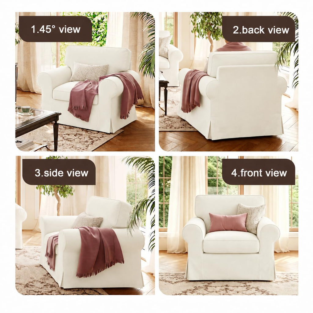 Ektorp 3 Seat Sofa Cover Slipcover Replacement Made for IKEA Ektorp 3 Seat Sofa Cover, Couch Cover Not Include The Sofa Body,Khaki