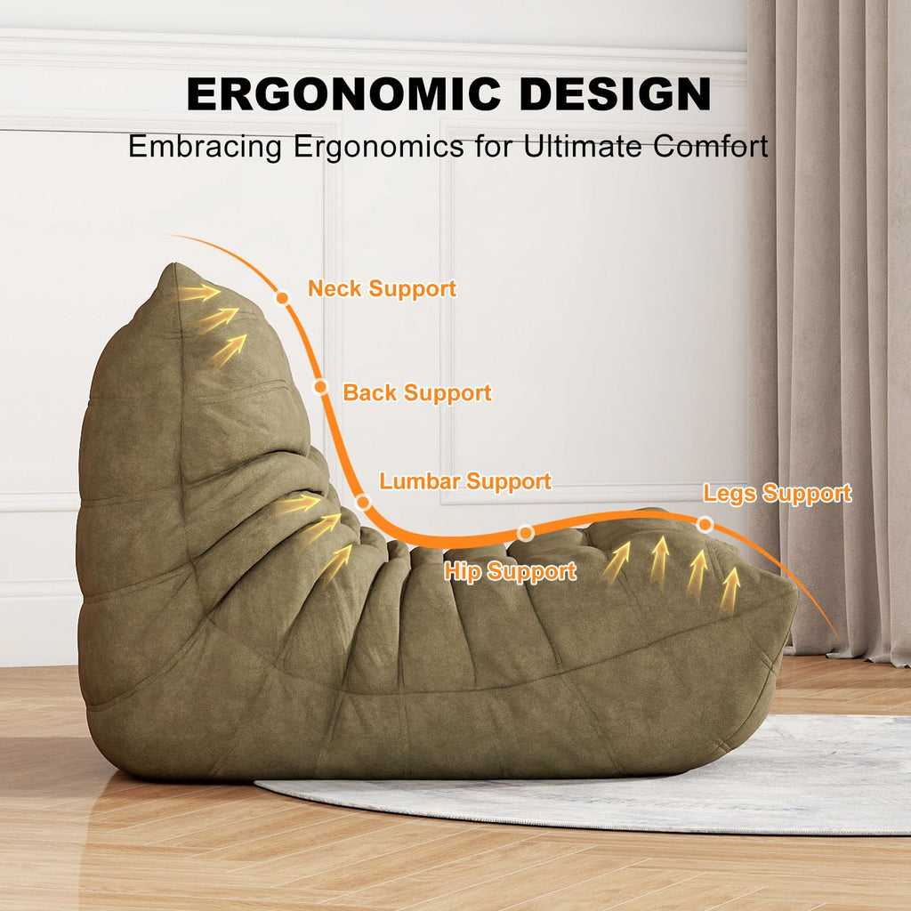 Full Foam 3-Seater Sofa, Bean Bag Floor Couch for Adults, Waterproof Fabric