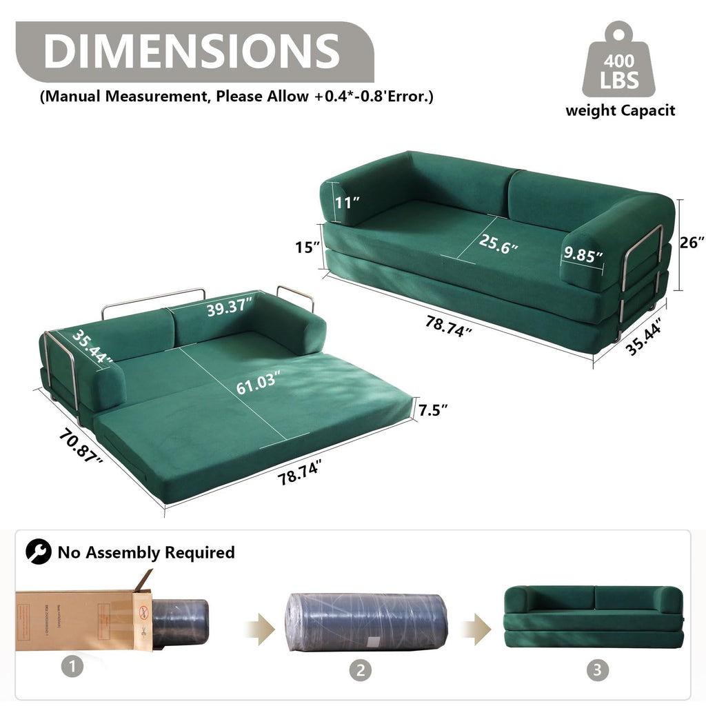 WHGBJA 79" 5 in 1 Convertible Sofa Bed Couch, Modular Sectional, Loveseat