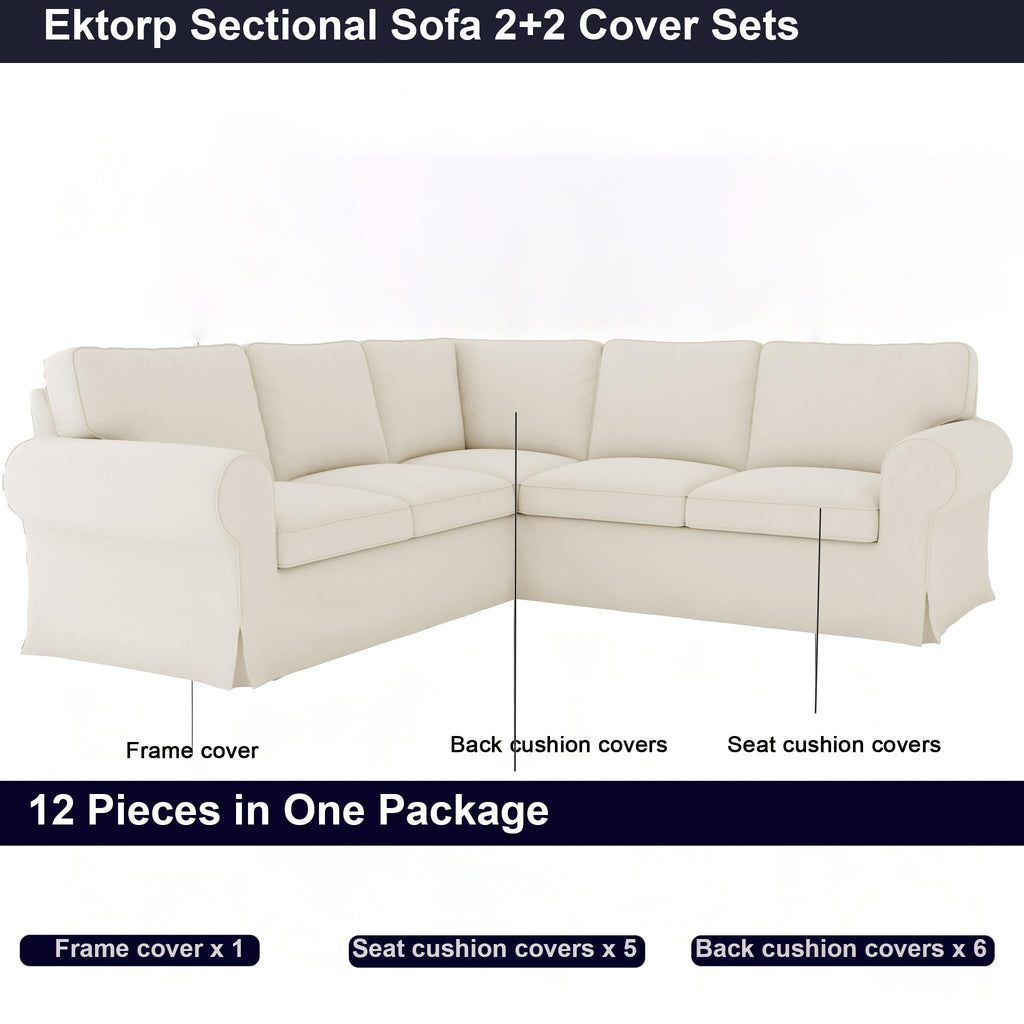 Ektorp 3 Seat Sofa Cover Slipcover Replacement Made for IKEA Ektorp 3 Seat Sofa Cover, Couch Cover Not Include The Sofa Body,Khaki