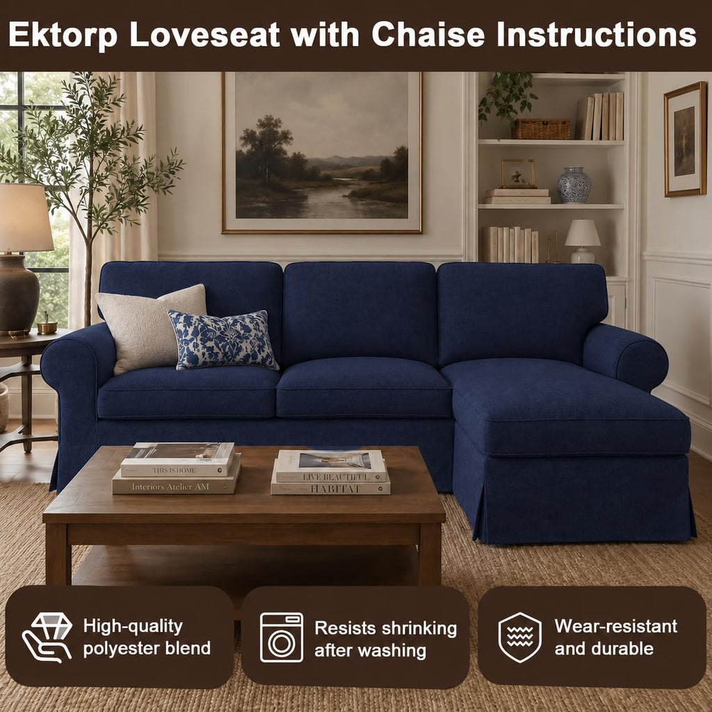 Ektorp 3 Seat Sofa Cover Slipcover Replacement Made for IKEA Ektorp 3 Seat Sofa Cover, Couch Cover Not Include The Sofa Body,Khaki
