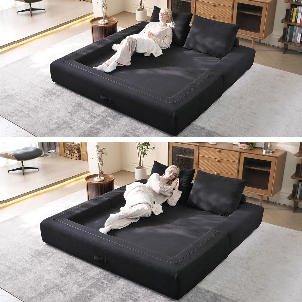 WHGBJA 79" 5 in 1 Convertible Sofa Bed Couch, Modular Sectional, Loveseat