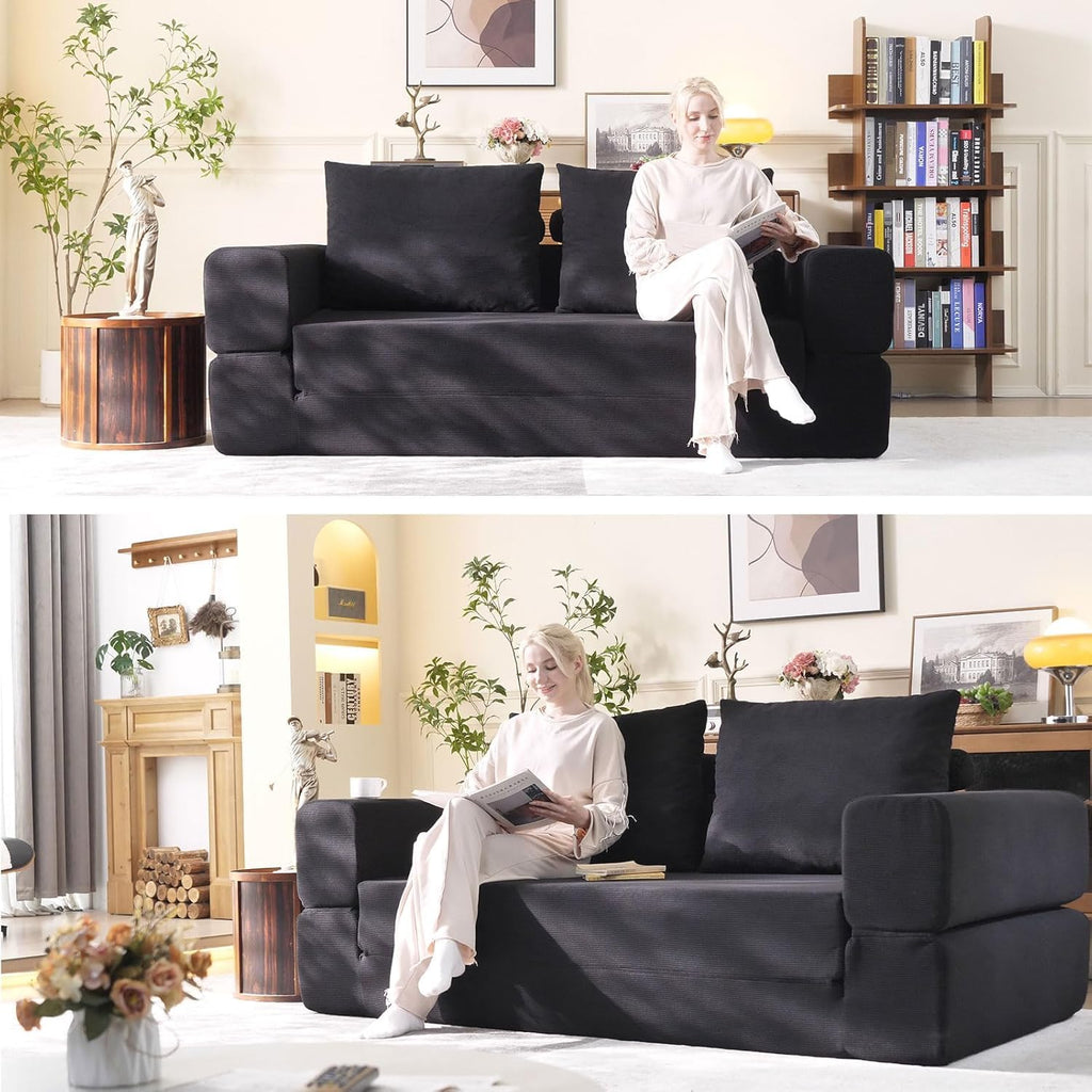 WHGBJA 79" 5 in 1 Convertible Sofa Bed Couch, Modular Sectional, Loveseat
