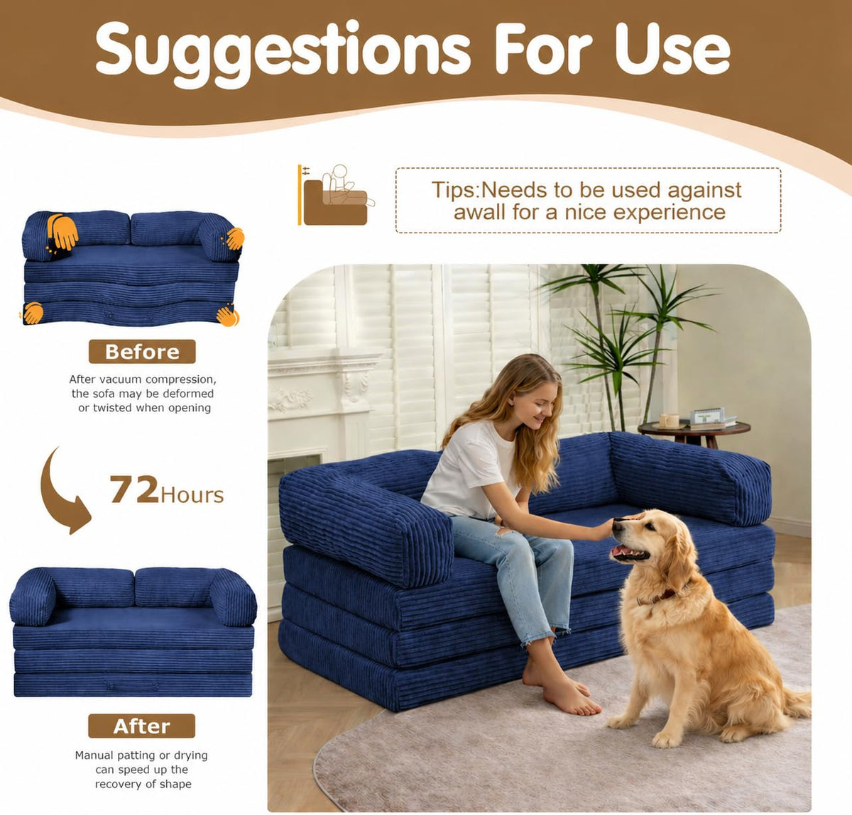 Convertible Sofa Bed Queen,5-in-1 Boneless Couch with Removable Armrests & Handle,Corduroy Futon Sleeper Sofa,Floor Folding Mattress Pull Out Bed for Small Space Apartment Living Room Bedroom,Green