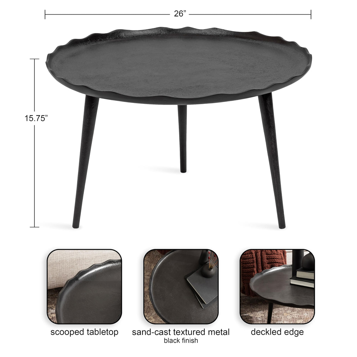 Kate and Laurel Alessia Modern Coffee Table, 26 x 26 x 15, Gold, Metal Coffee Table with Antique Detailing for Storage and Display