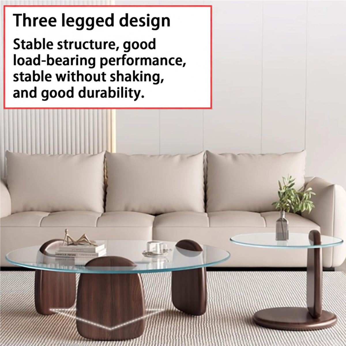 EASYSOUL Modern Round Coffee Table with Glass Top, 27.56" D x 27.56" W x 14.69" H, Circular Tea Tables for Living Room Home Office Industrial Cocktail Tables (Walunt-Clear Glass/27.56")