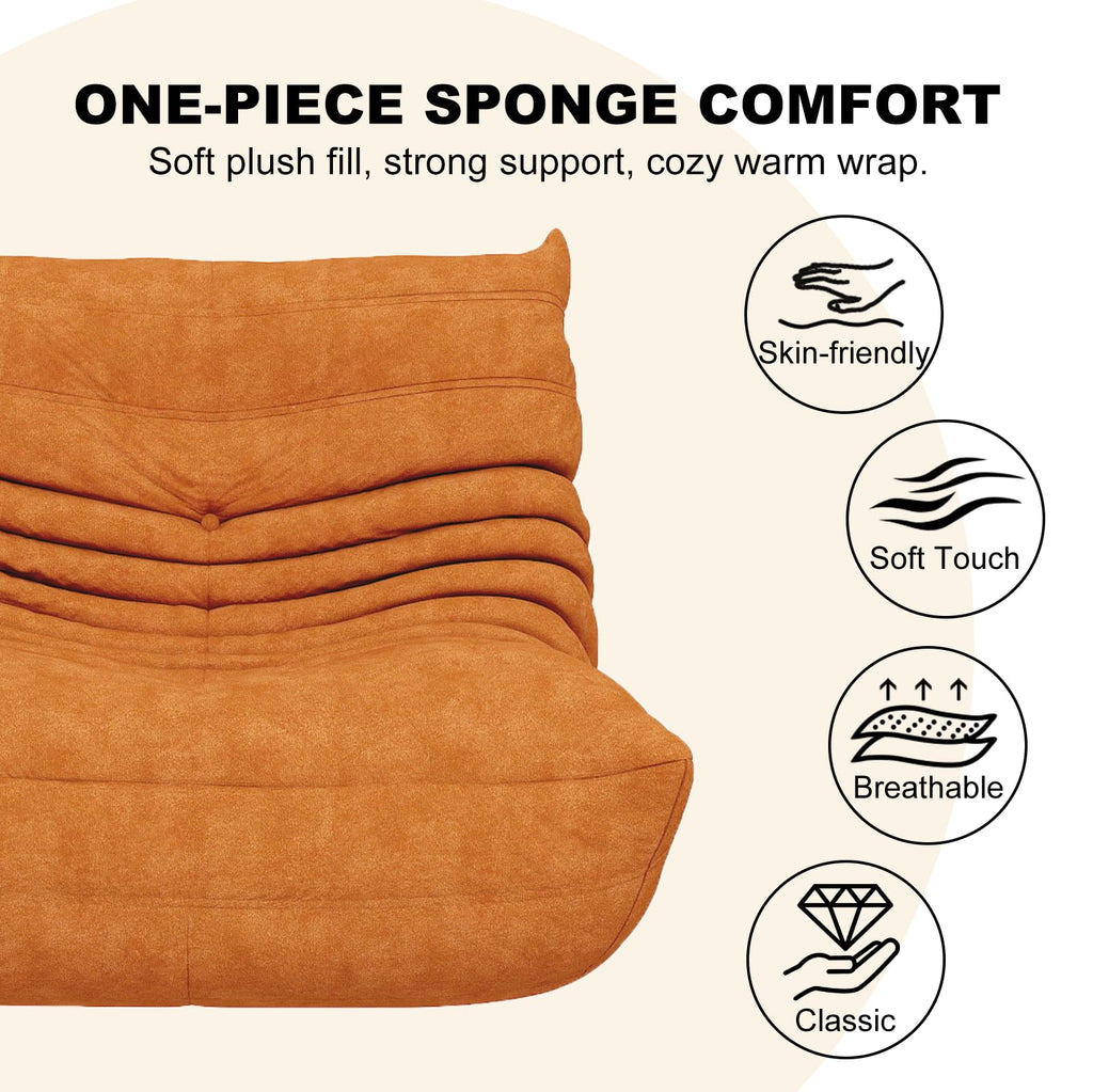 Full Foam 3-Seater Sofa, Bean Bag Floor Couch for Adults, Waterproof Fabric