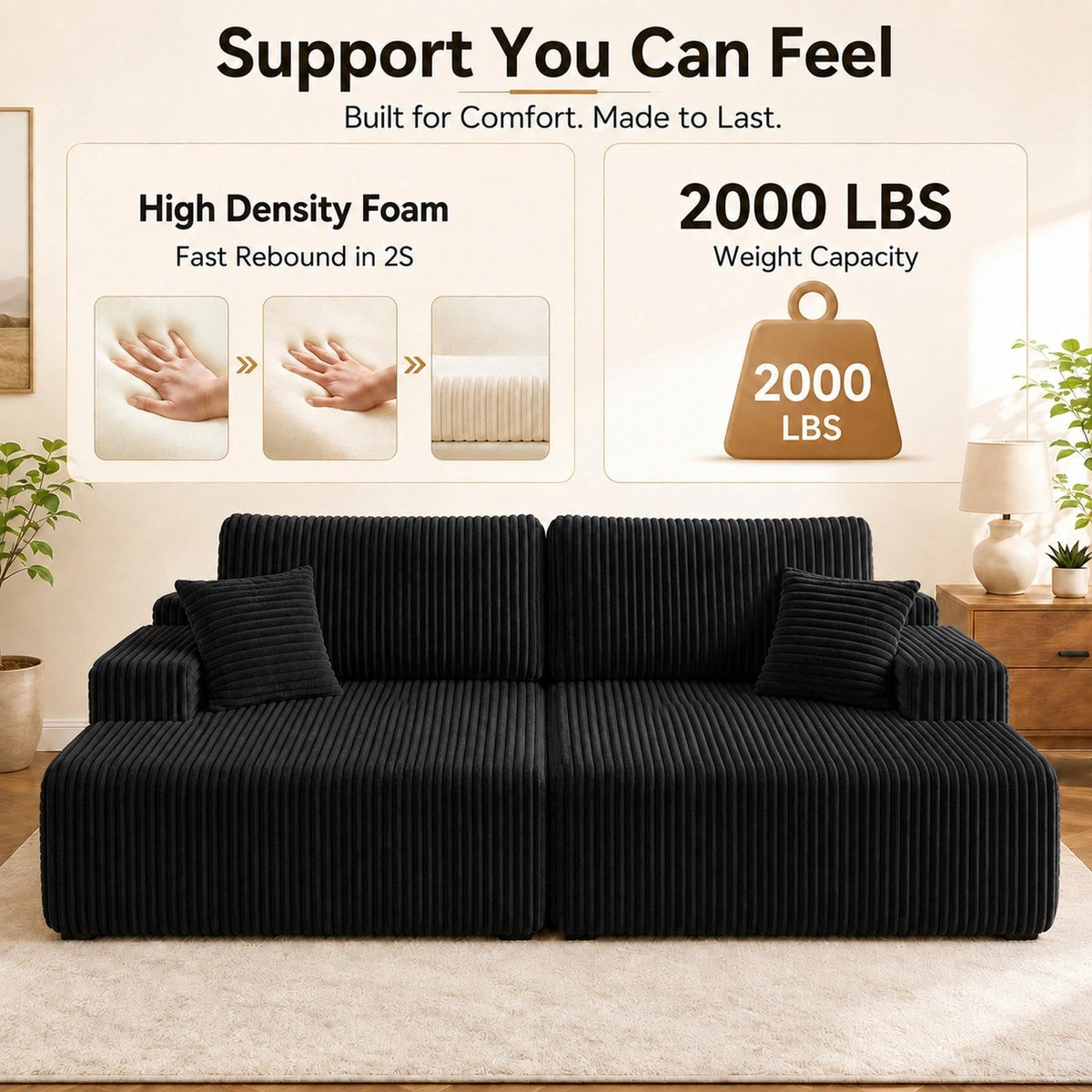 WHGBJA 79" 5 in 1 Convertible Sofa Bed Couch, Modular Sectional, Loveseat