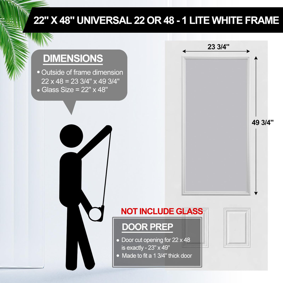 Pushglossy 20'' x 36'' Entry Door Frame Insert Only Replacement Kit