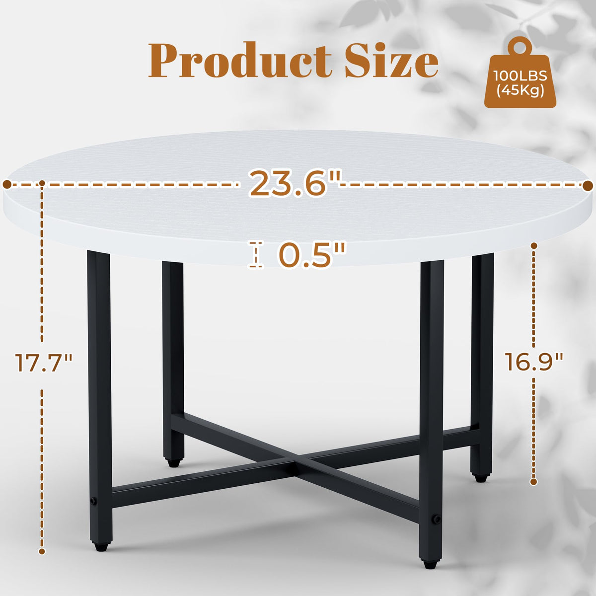 Coffee Tables for Living Room, 27.6" Round Coffee Table, Black Coffee Table