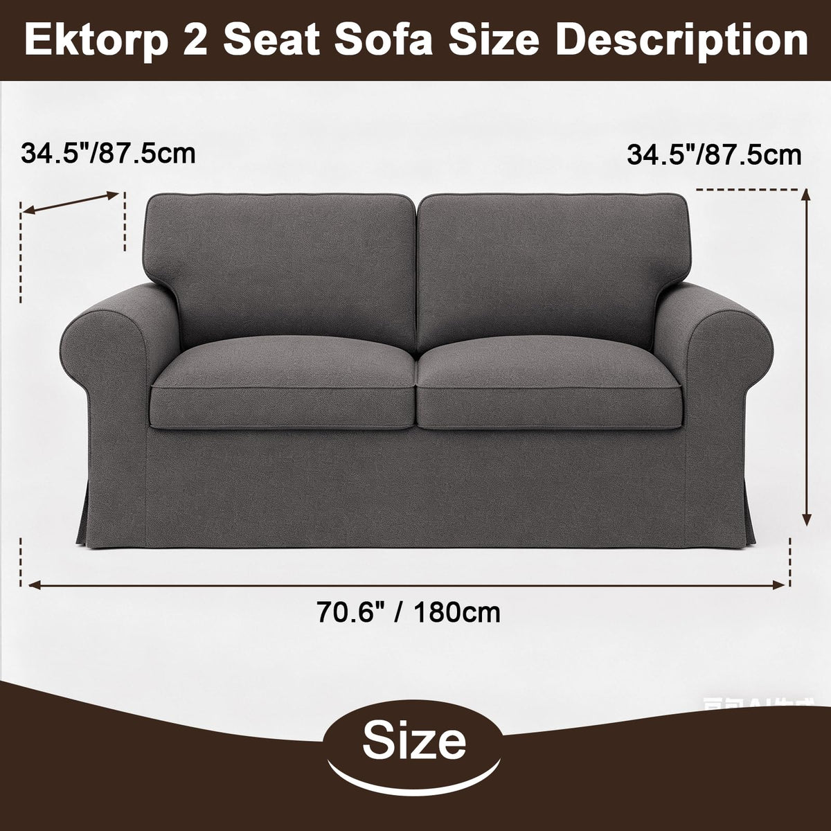 Ektorp 3 Seat Sofa Cover Slipcover Replacement Made for IKEA Ektorp 3 Seat Sofa Cover, Couch Cover Not Include The Sofa Body,Khaki