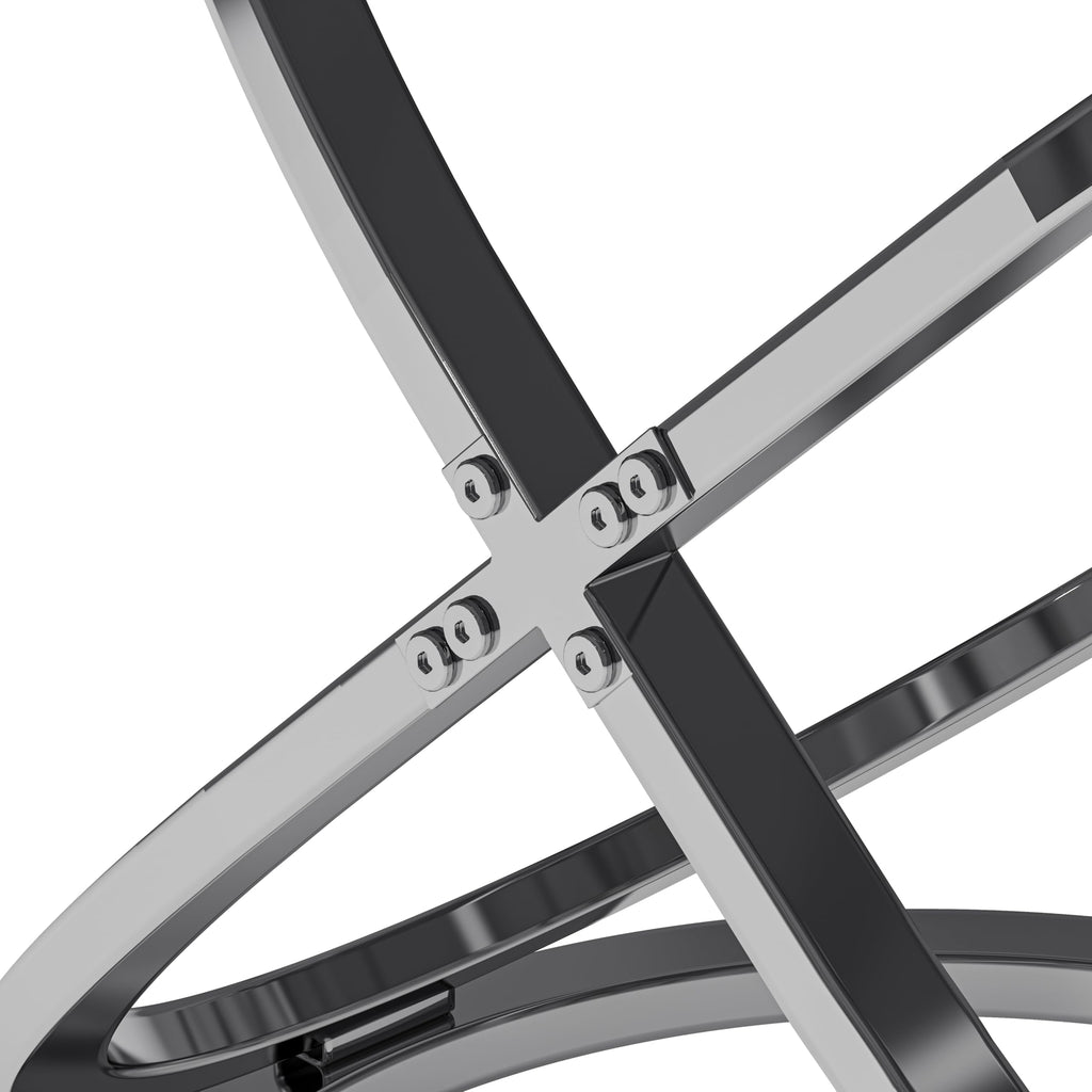 32" Tempered Glass Round Coffee Table Modern Chrome Frame Acrylic Legs Circle Living Room Center Tables