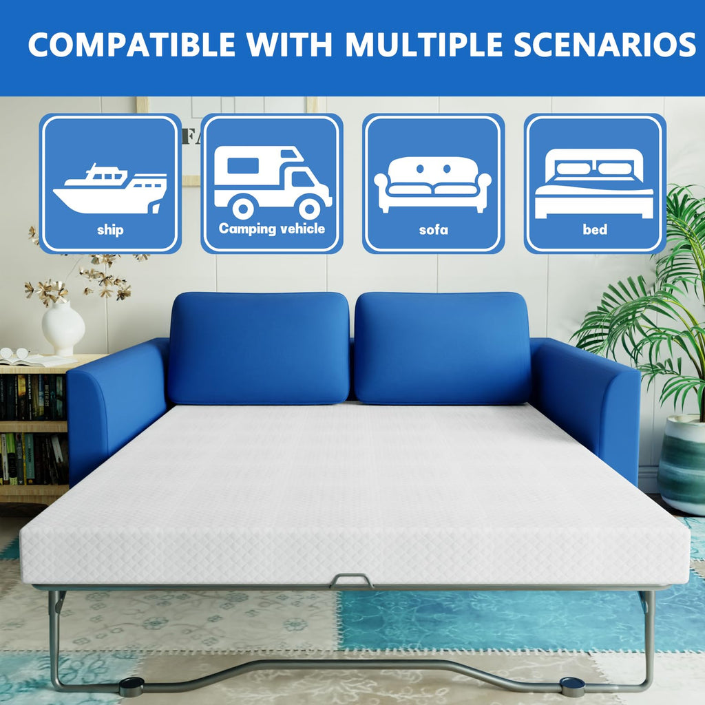 4.5 Inch Cold Gel Memory Foam Mattress Replacement for Sleeper Sofa and Couch Beds - Full Size CertiPUR-US Certified (Sofa Not Included)