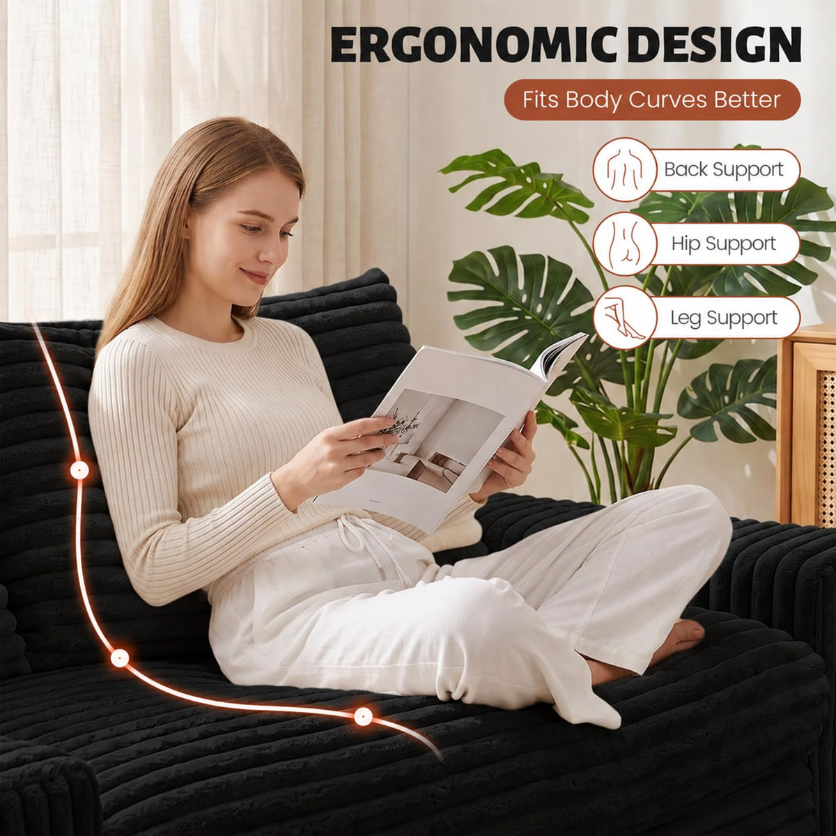 Small Boneless Couch, Boneless Loveseat Convertible Sofa Bed Sleeper Sofa Couch Bed with 2 Pillows, Corduroy Folding Floor Futon Foldable Boneless Couch for Living Room, Guest Room, Small Space, Black