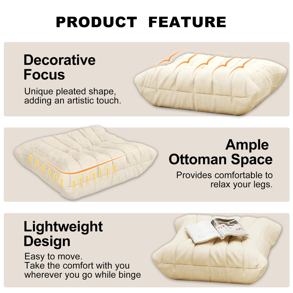 Full Foam 3-Seater Sofa, Bean Bag Floor Couch for Adults, Waterproof Fabric