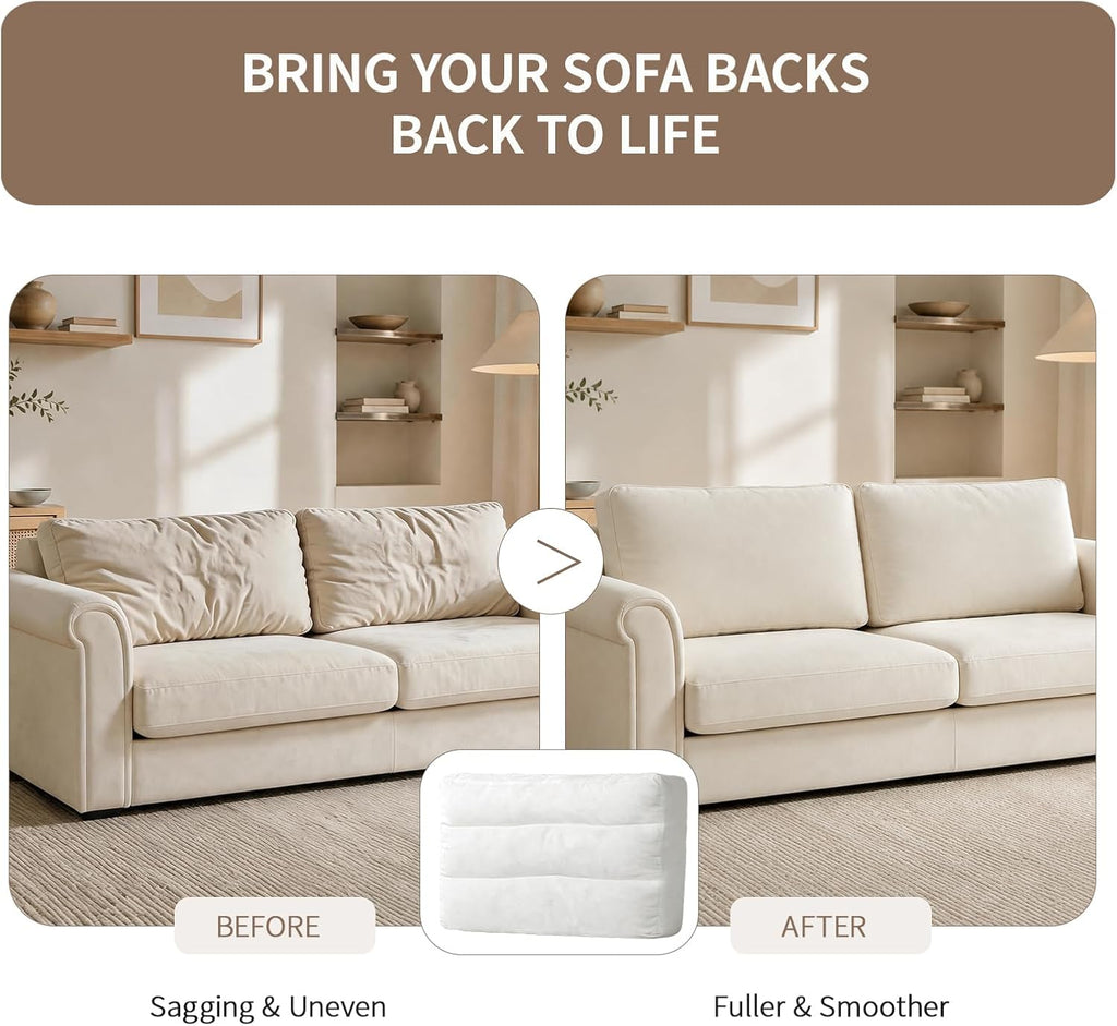 Couch Back Cushion Insert, 28"L x 18"W x 6"H, 3 Pack Replacement