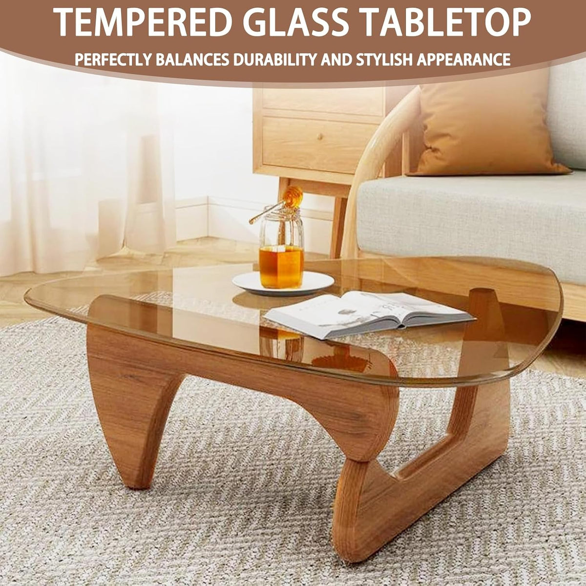Mid Century Modern Coffee Table, Triangle Glass Coffee Table