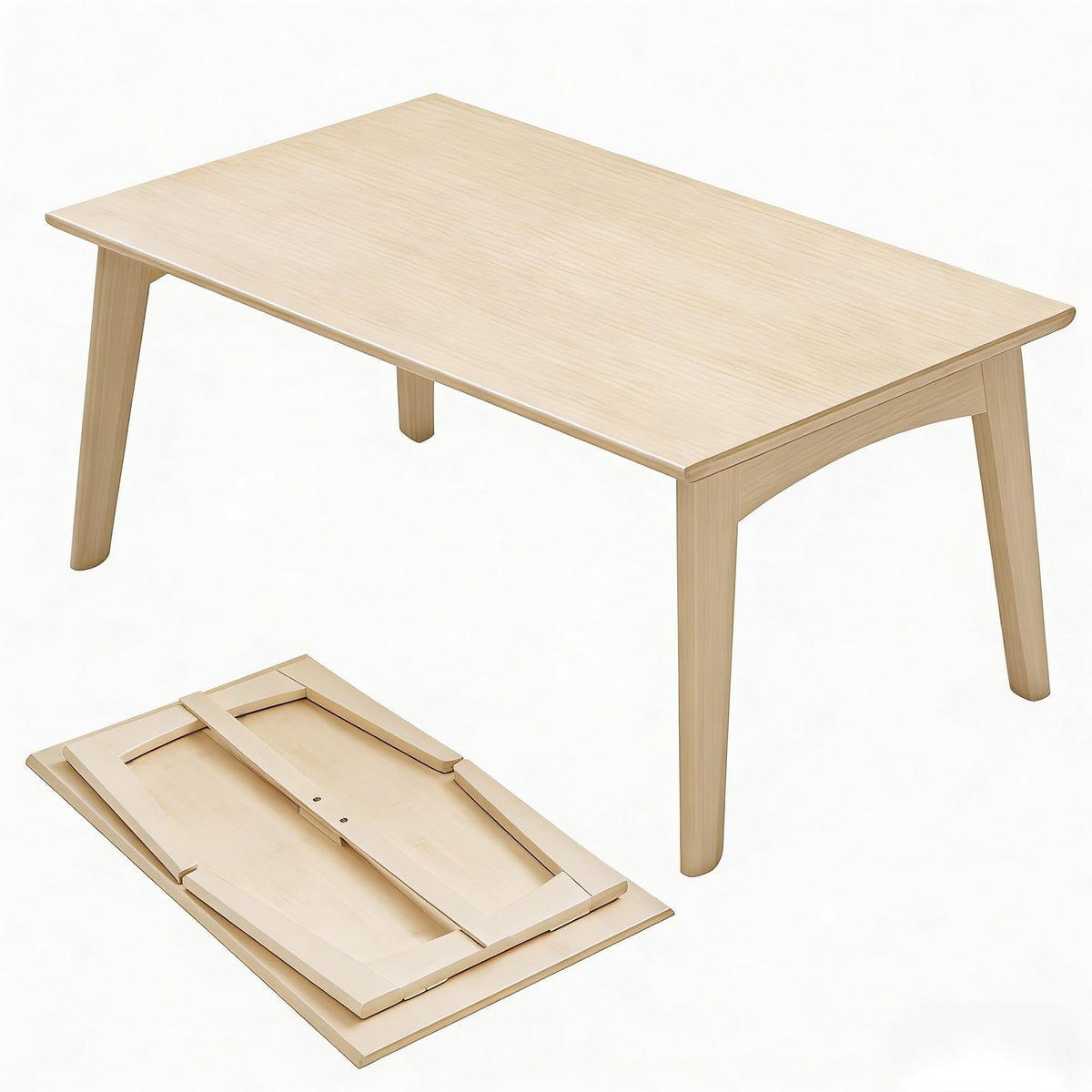 JIKUGO Bamboo Folding Coffee Table No Assembly Required Japanese Floor Table for Bedroom Living Room, Walnut, 26 x 15.8 x 11.8 Inches