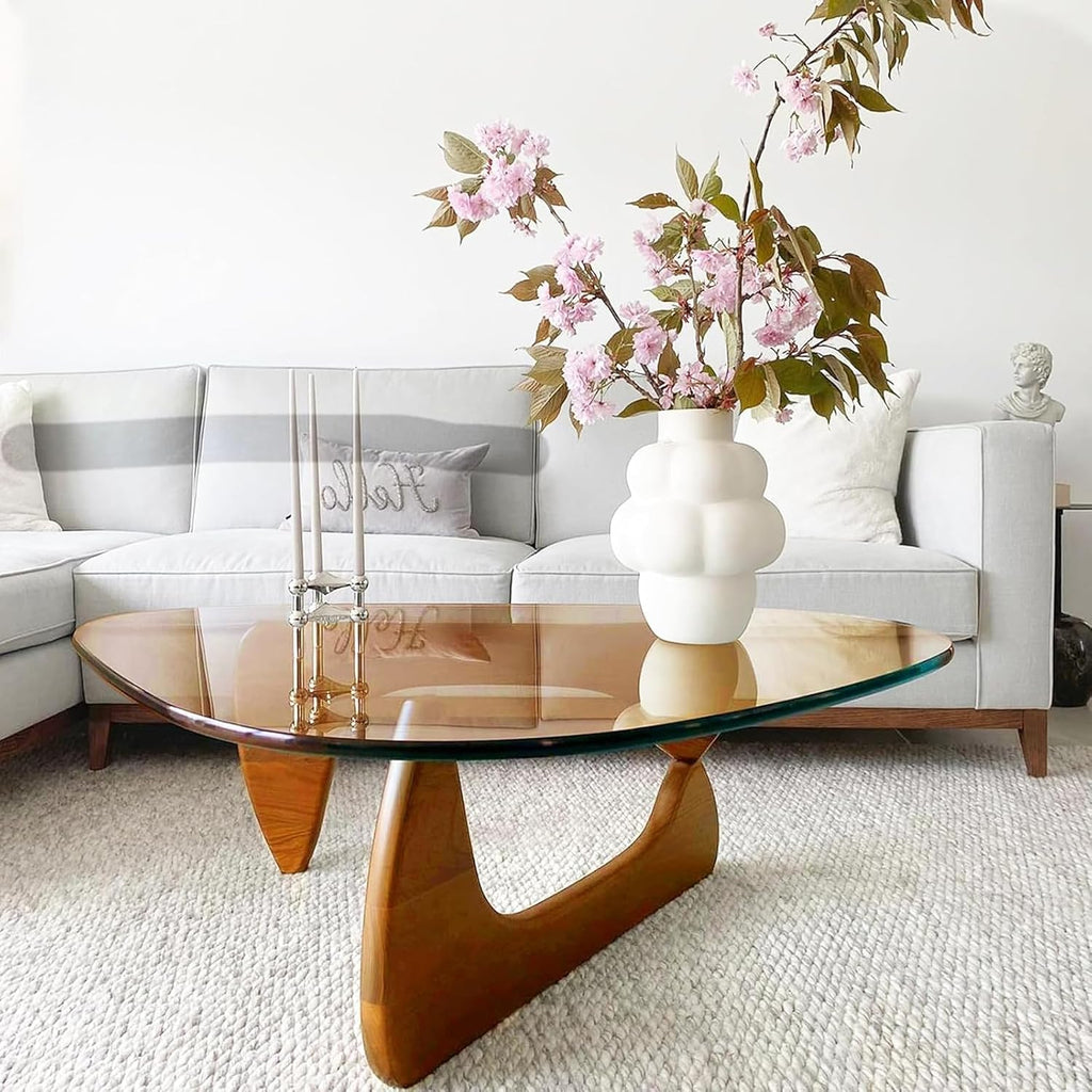 Mid Century Modern Coffee Table, Triangle Glass Coffee Table