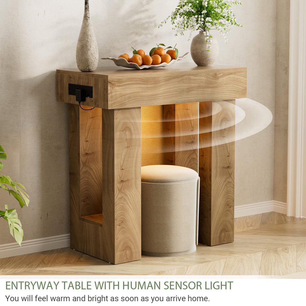 Unikito 63" Console Table with Sensor Light & AC Outlets with USB-C Ports