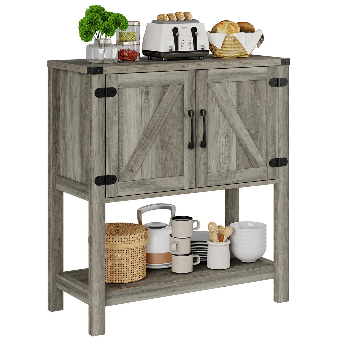 Mufico Console Table Coffee Bar Sofa Cabinet, 31.5Lx13.8Dx34.65H(White)